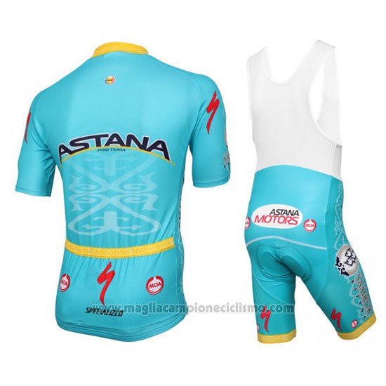 2016 Abbigliamento Ciclismo Astana Azzurro Manica Corta e Salopette